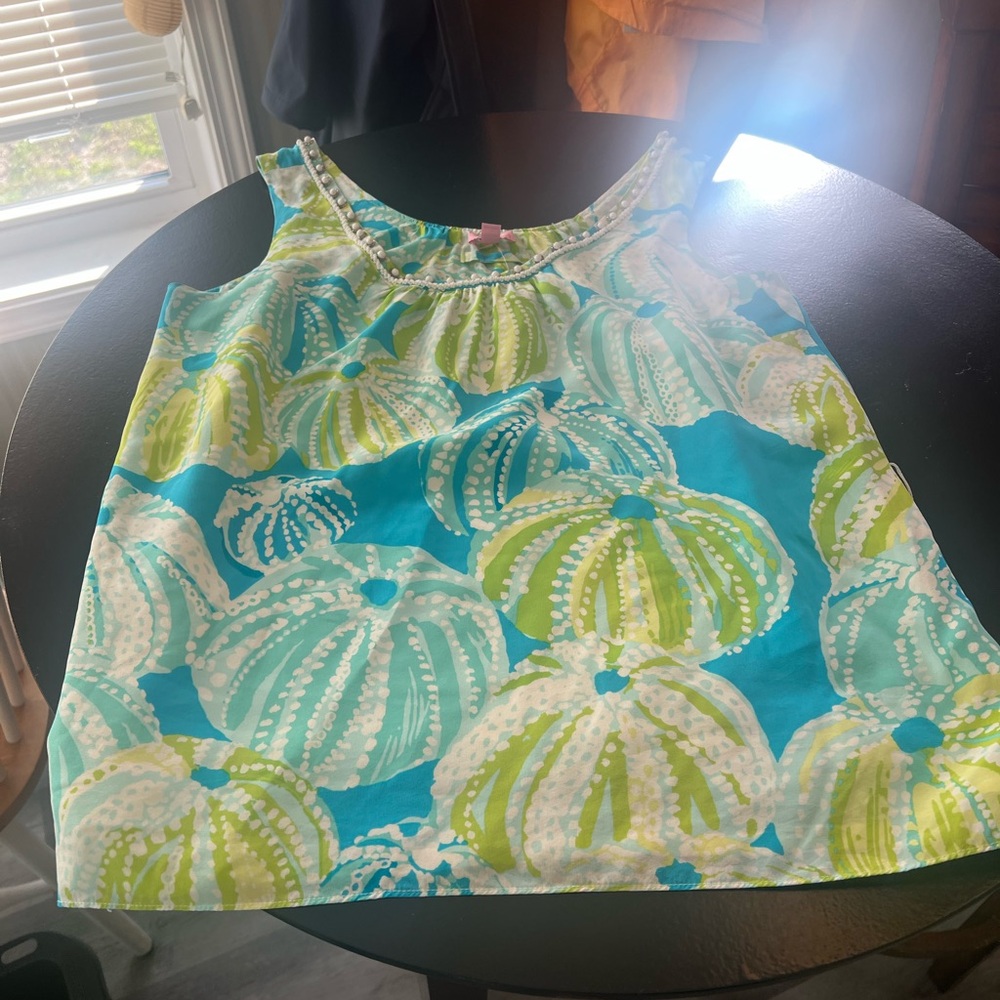 Lilly Pulitzer Aqua, Lime & Pink Printed Tank Top